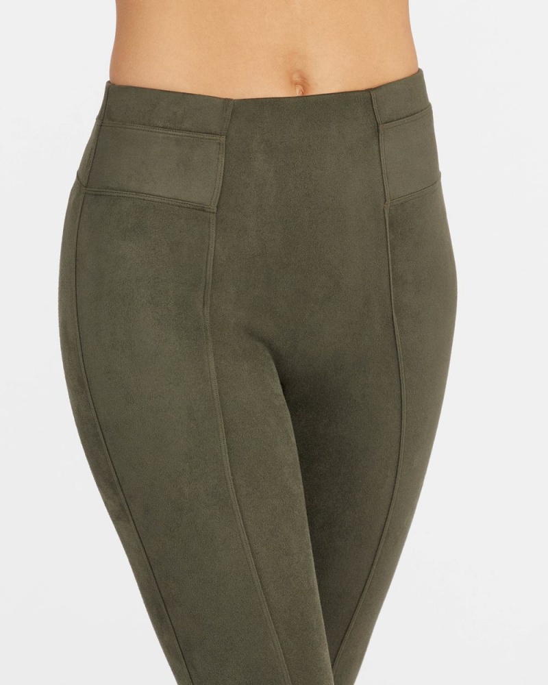 Leggings Spanx Faux Daim Femme Vert Olive France | PQVK25317