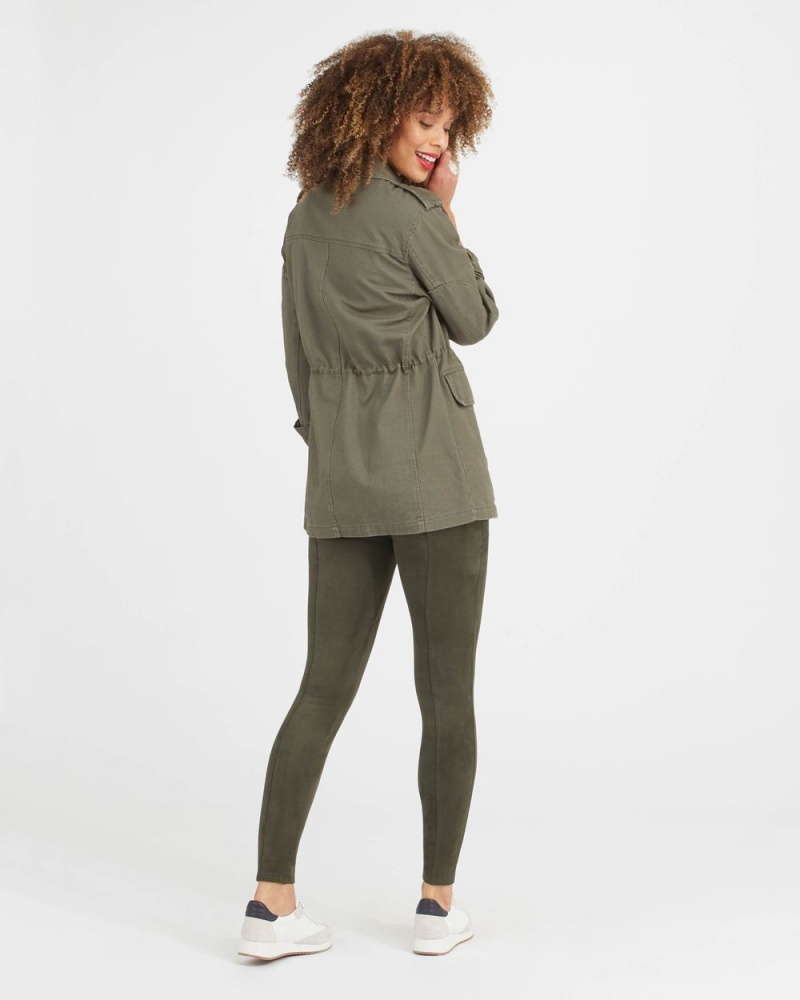 Leggings Spanx Faux Daim Femme Vert Olive France | PQVK25317