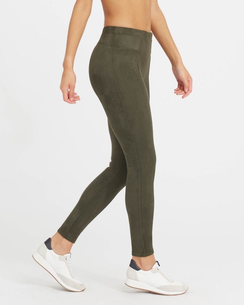 Leggings Spanx Faux Daim Femme Vert Olive France | PQVK25317