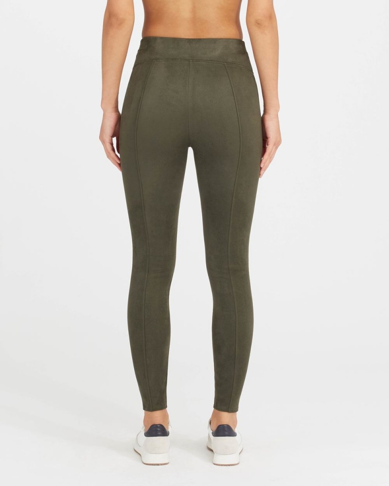 Leggings Spanx Faux Daim Femme Vert Olive France | PQVK25317