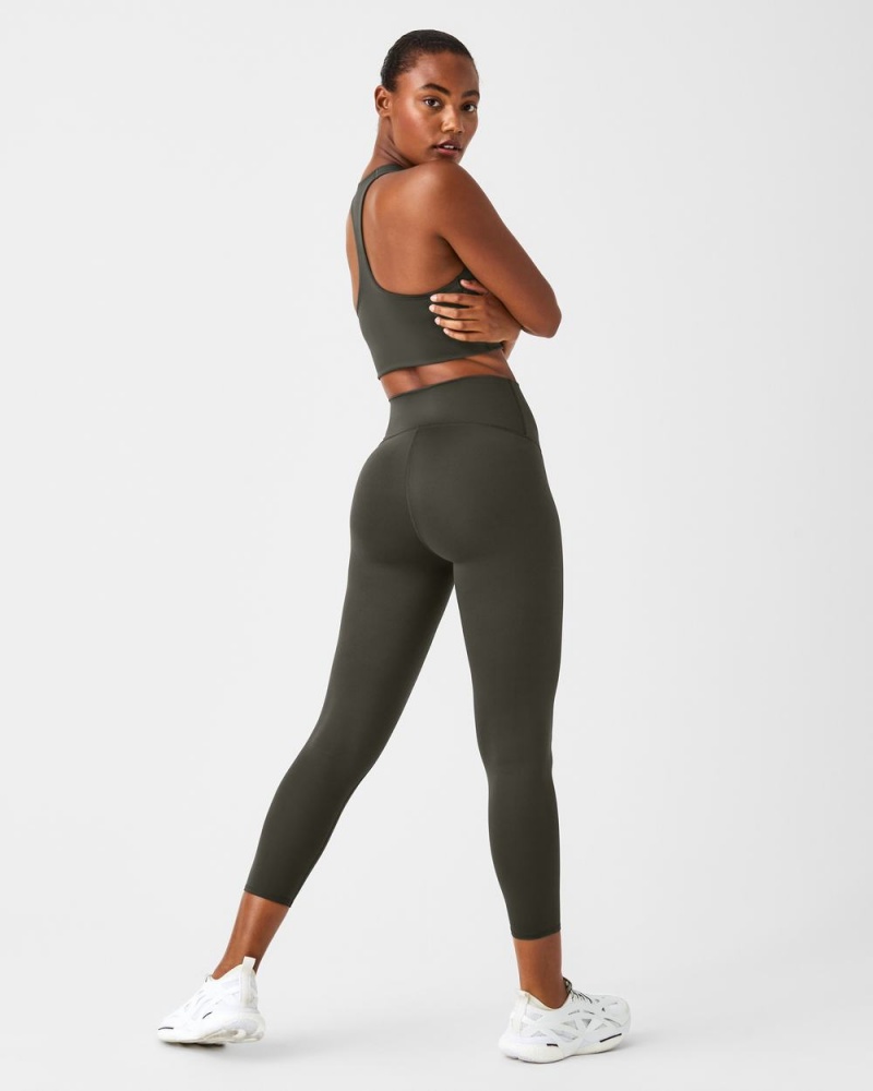 Leggings Spanx Soft & Smooth Active 7/8 Femme Vert Olive France | VXIO42691