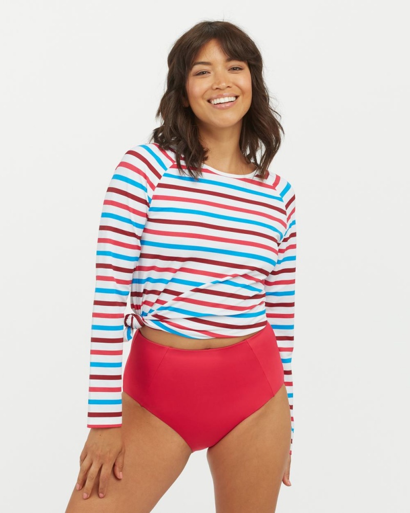 Maillot de Bain Spanx Long Sleeve Swim Shirt Femme Stripes France | QDAV02183