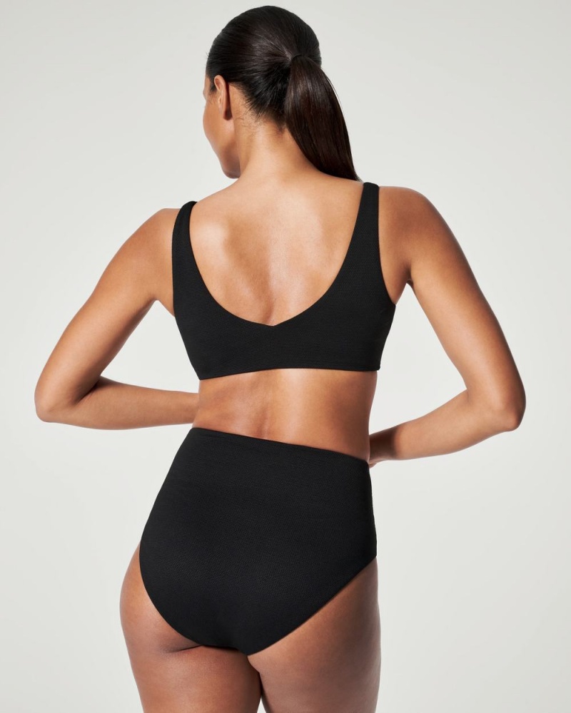 Maillot de Bain Spanx Pique Shaping High Rise Swim Bottom Femme Noir France | LKIE24785