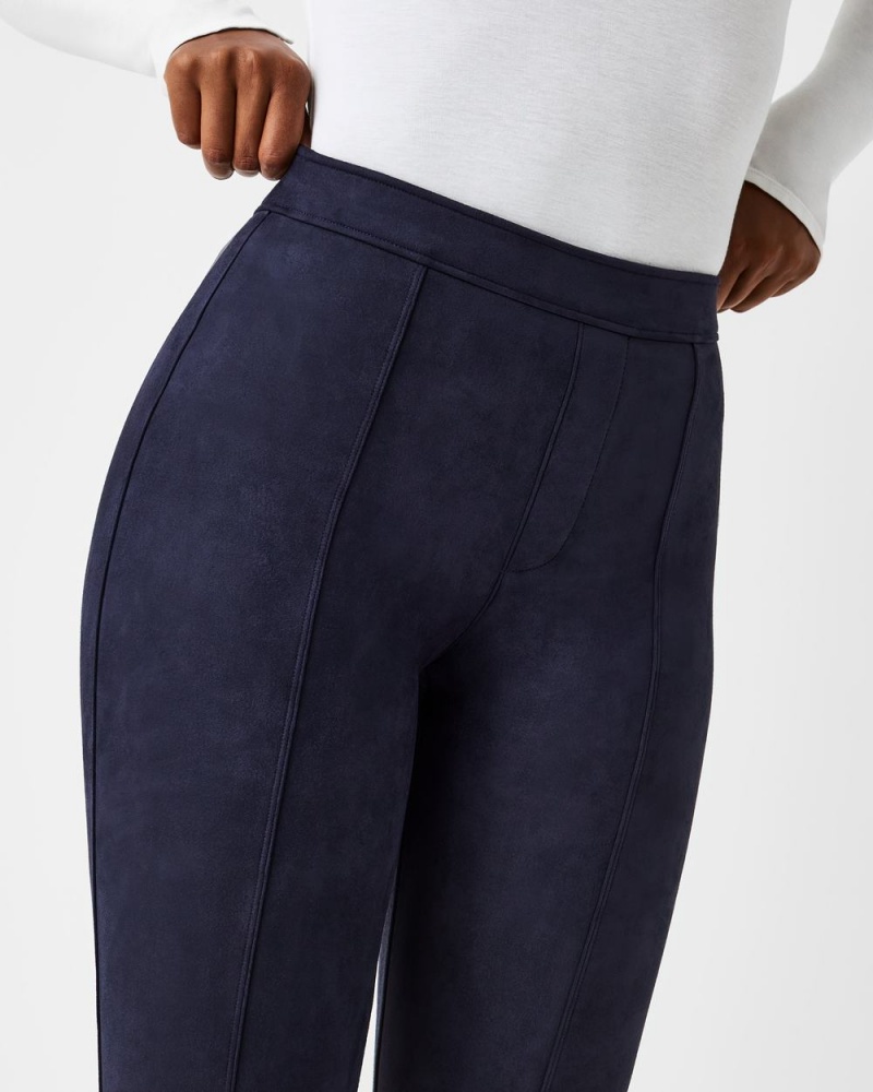 Pantalon Spanx Faux Daim Flare Femme Bleu Marine France | BEVN85069