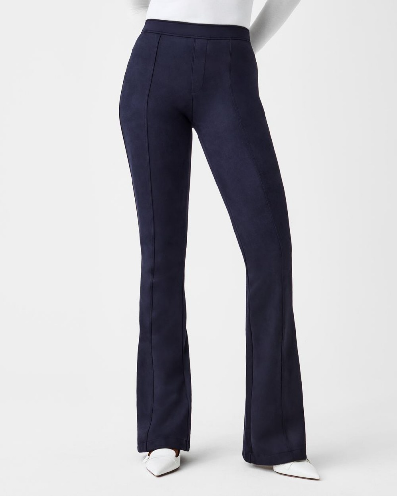 Pantalon Spanx Faux Daim Flare Femme Bleu Marine France | BEVN85069