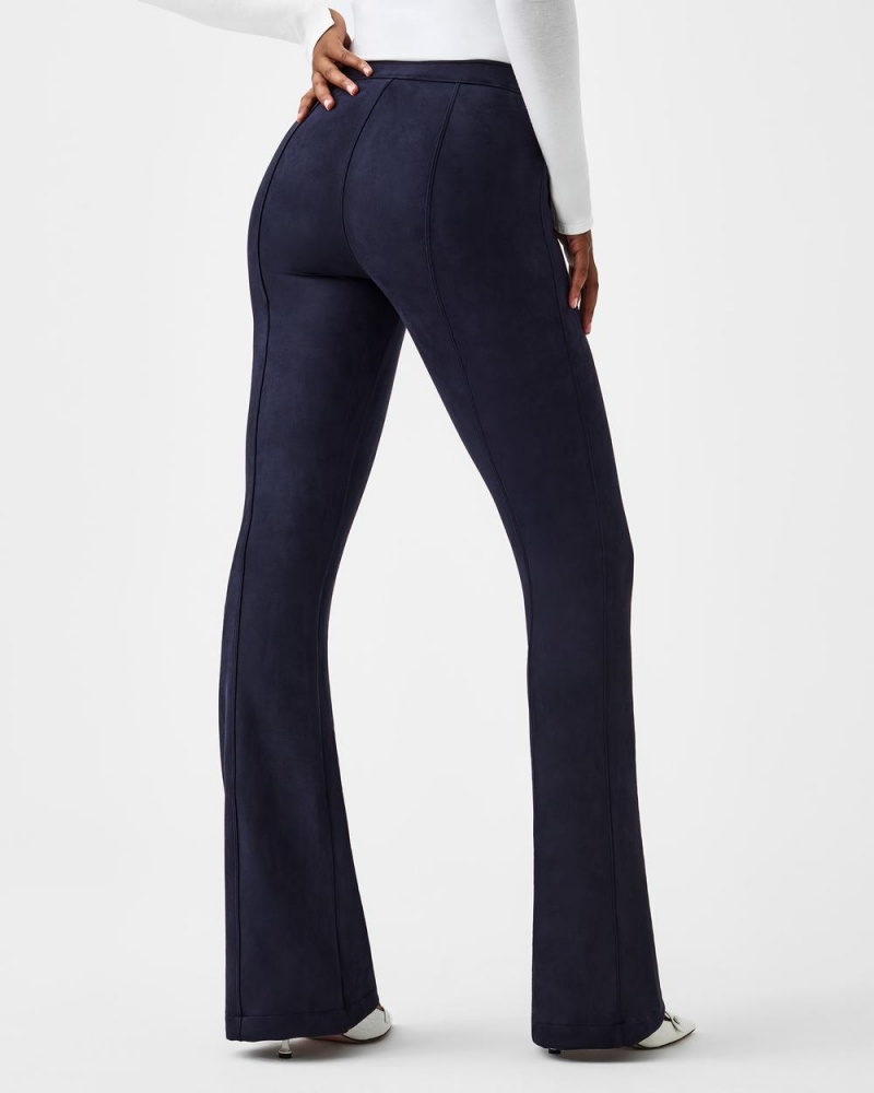 Pantalon Spanx Faux Daim Flare Femme Bleu Marine France | BEVN85069