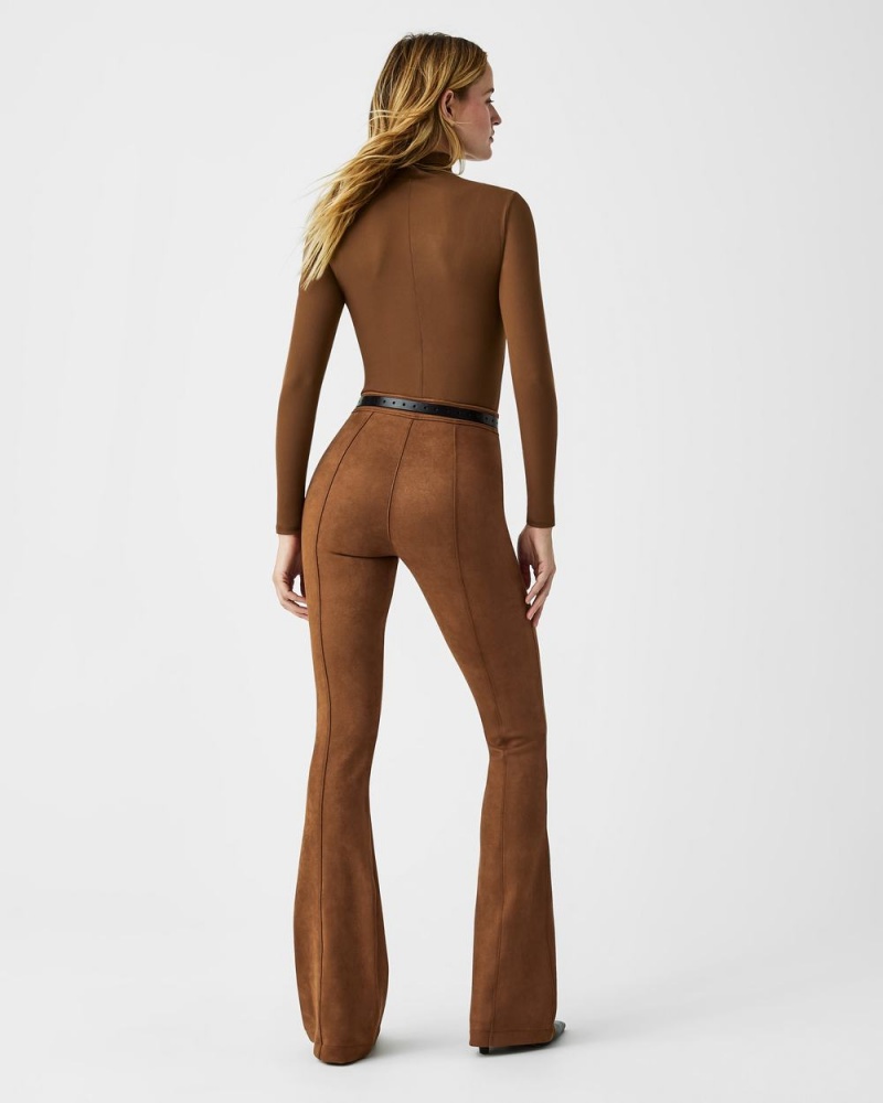 Pantalon Spanx Faux Daim Flare Femme Marron France | ULZP47539