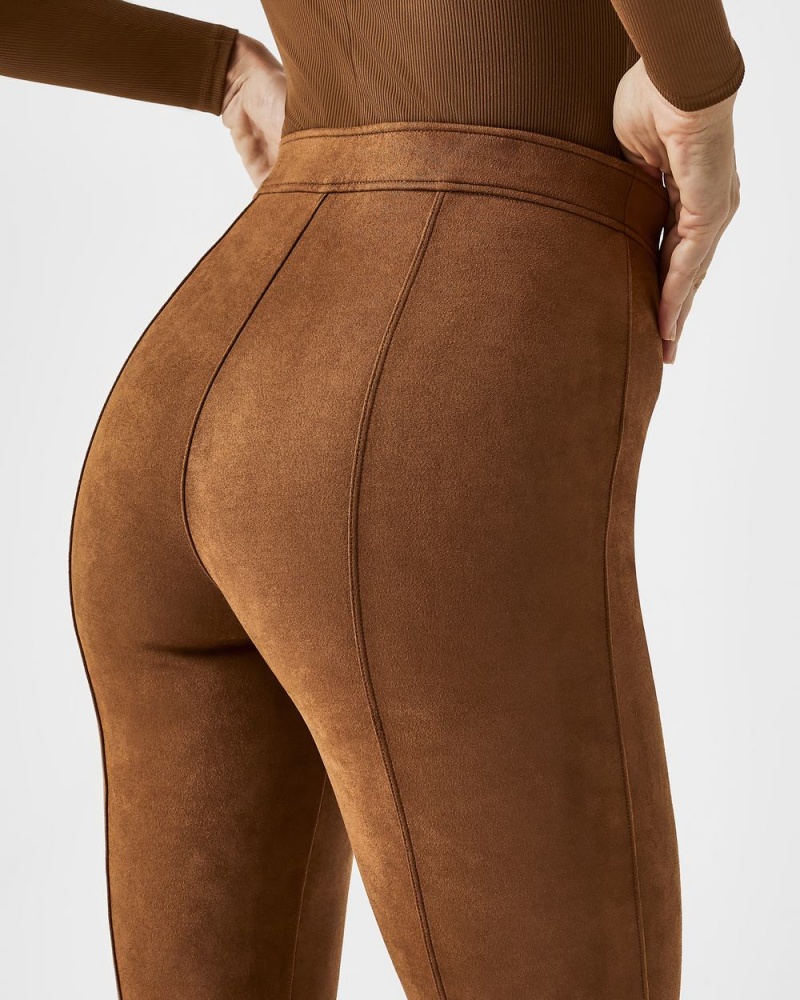 Pantalon Spanx Faux Daim Flare Femme Marron France | ULZP47539