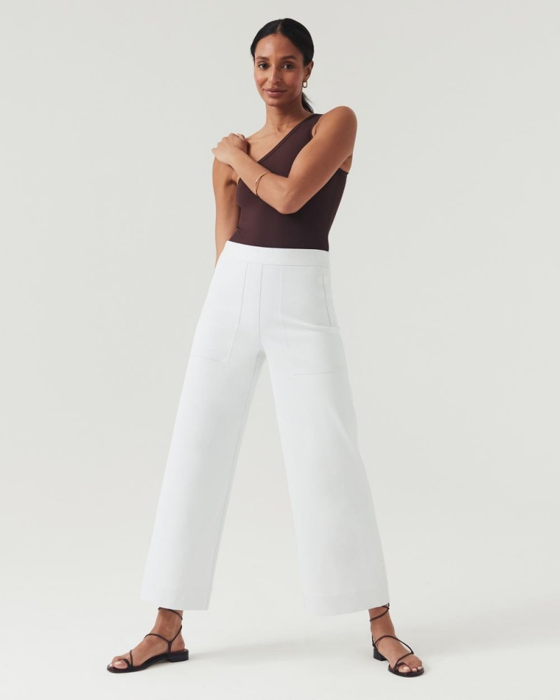 Pantalon Spanx On-the-Go Larges Leg Pant with Ultimate Opacity Technologie Femme Blanche France | FTQS13824