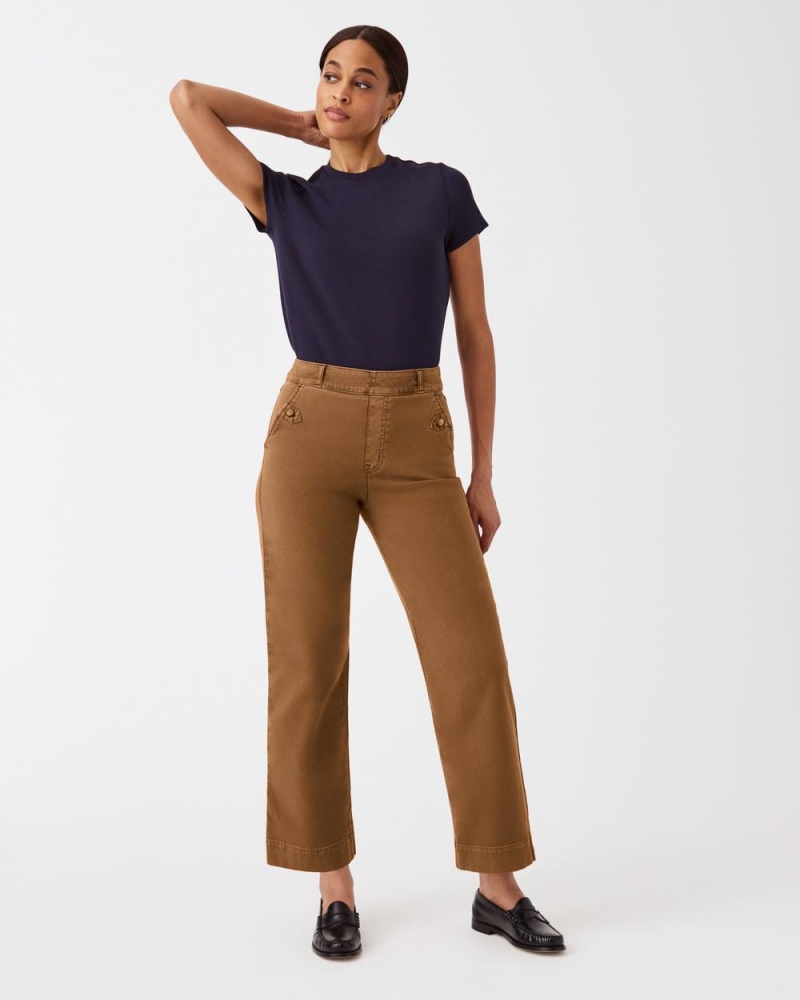 Pantalon Spanx Stretch Twill Cropped Larges Leg Femme Marron France | IWOL34071