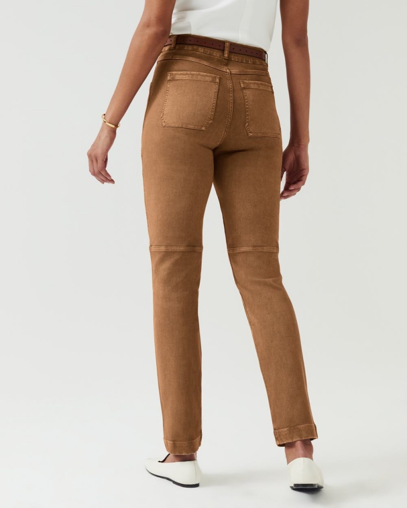 Pantalon Spanx Stretch Twill Droit Leg Femme Marron France | FPES15723