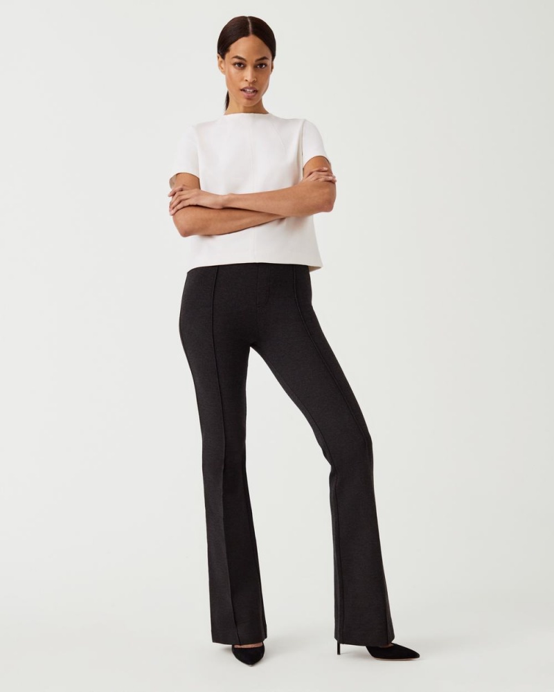 Pantalon Spanx The Perfect Pant, Hi-Rise Flare in Houndstooth Jacquard Femme Grise France | TJEU68495