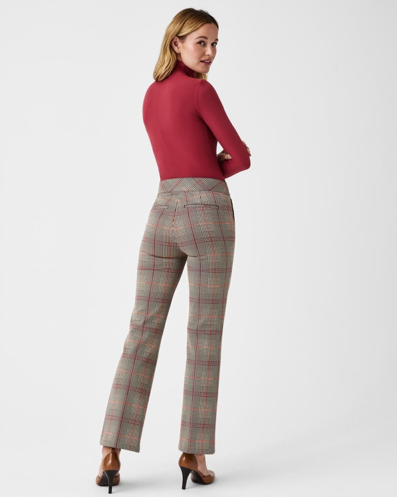 Pantalon Spanx The Perfect Pant, Kick Flare in Orange Pop Plaid Jacquard Femme Orange France | HTEG18092