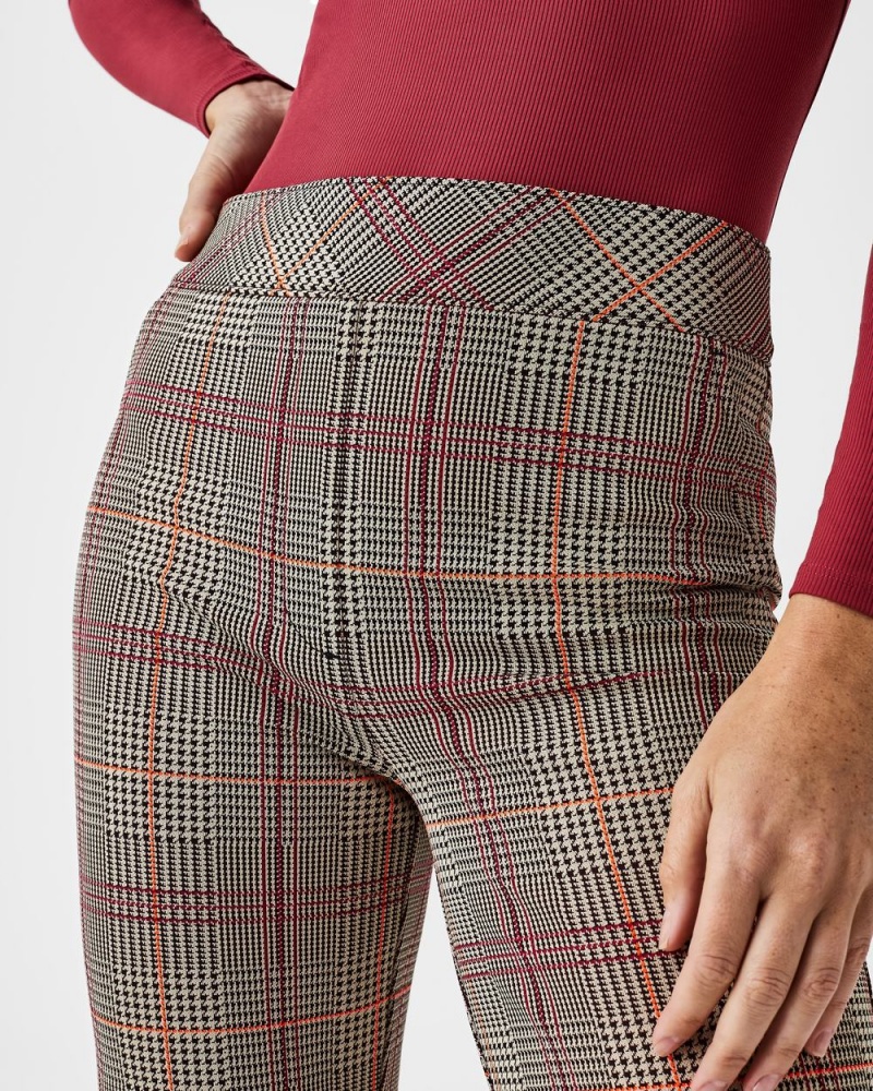 Pantalon Spanx The Perfect Pant, Kick Flare in Orange Pop Plaid Jacquard Femme Orange France | HTEG18092