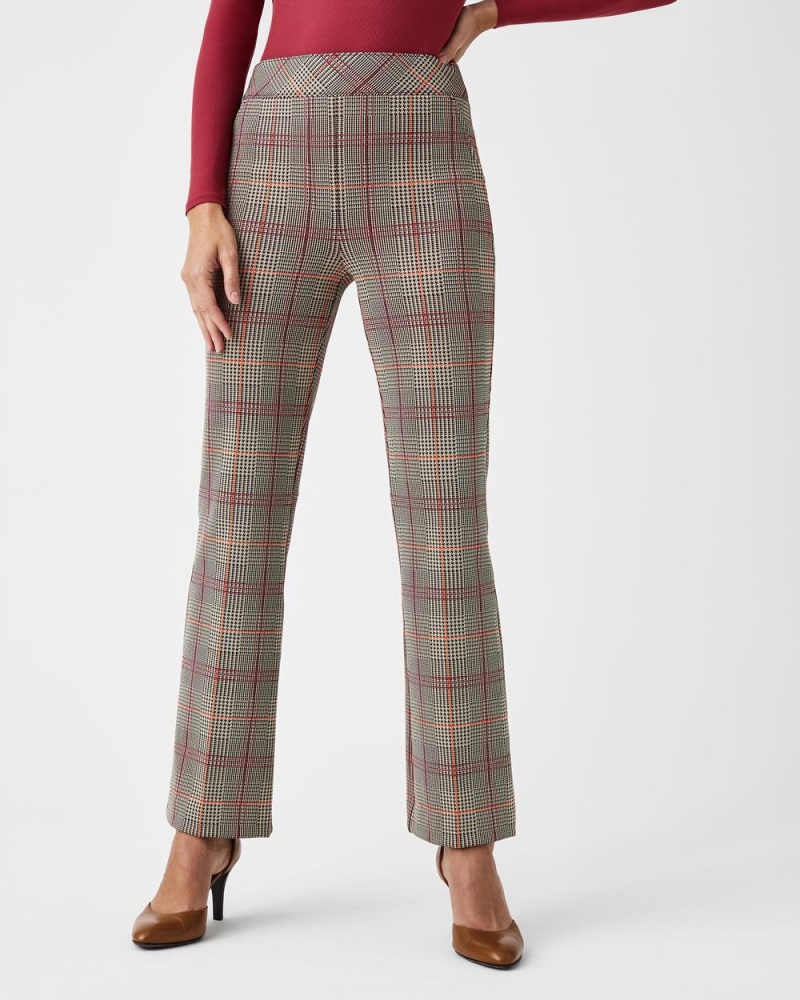 Pantalon Spanx The Perfect Pant, Kick Flare in Orange Pop Plaid Jacquard Femme Orange France | HTEG18092