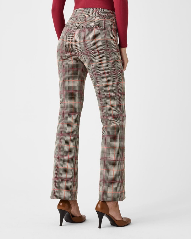 Pantalon Spanx The Perfect Pant, Kick Flare in Orange Pop Plaid Jacquard Femme Orange France | HTEG18092