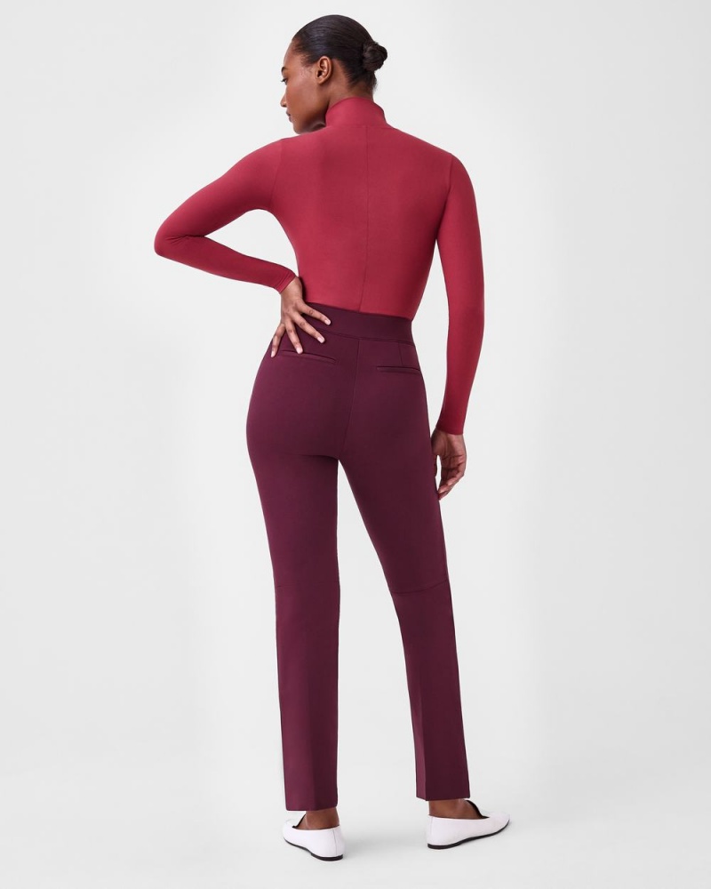 Pantalon Spanx The Perfect Pant, Kick Flare in Orange Pop Plaid Jacquard Femme Fushia France | FGJH74902