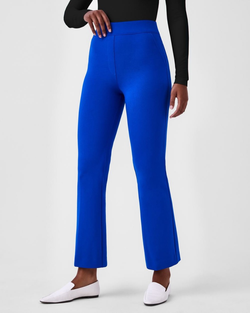 Pantalon Spanx The Perfect Pant, Kick Flare in Orange Pop Plaid Jacquard Femme Bleu France | BVQX28391