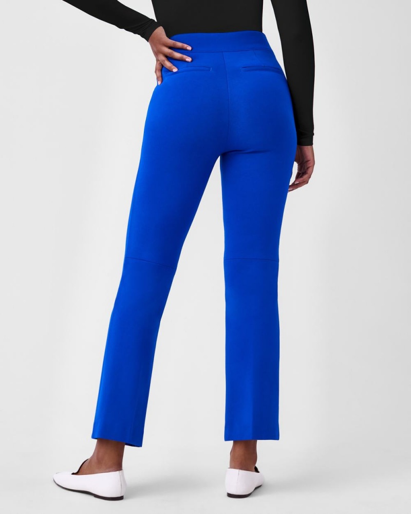 Pantalon Spanx The Perfect Pant, Kick Flare in Orange Pop Plaid Jacquard Femme Bleu France | BVQX28391