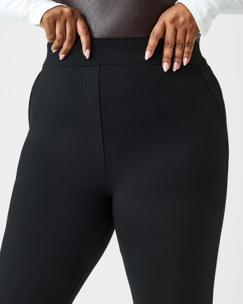 Pantalon Spanx The Perfect Pant, Kick Flare in Orange Pop Plaid Jacquard Femme Noir France | PGMA20578