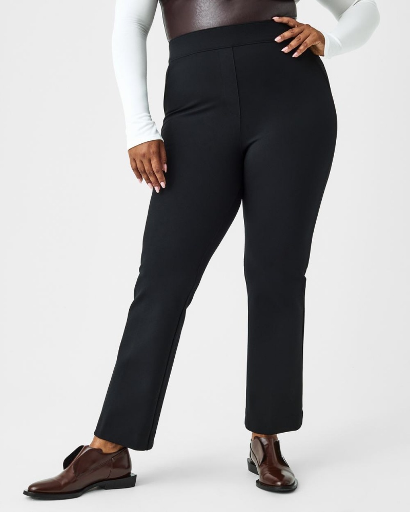 Pantalon Spanx The Perfect Pant, Kick Flare in Orange Pop Plaid Jacquard Femme Noir France | PGMA20578