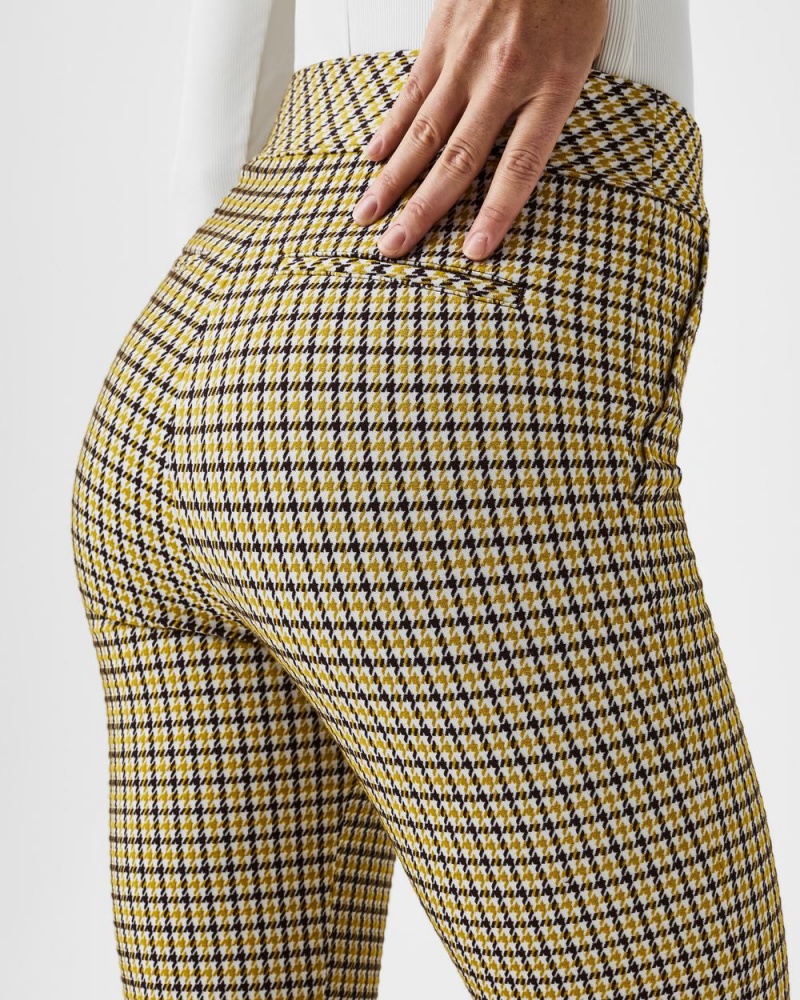 Pantalon Spanx The Perfect Pant, Kick Flare in Orange Pop Plaid Jacquard Femme Dijon Houndstooth France | EAKY42607