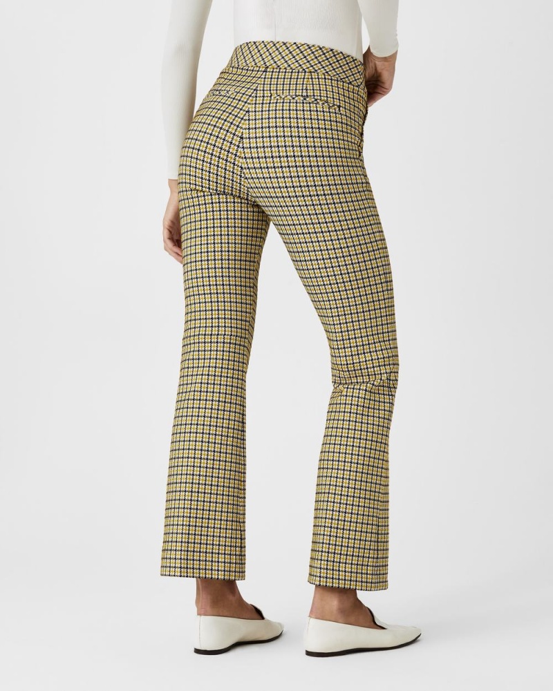 Pantalon Spanx The Perfect Pant, Kick Flare in Orange Pop Plaid Jacquard Femme Dijon Houndstooth France | EAKY42607