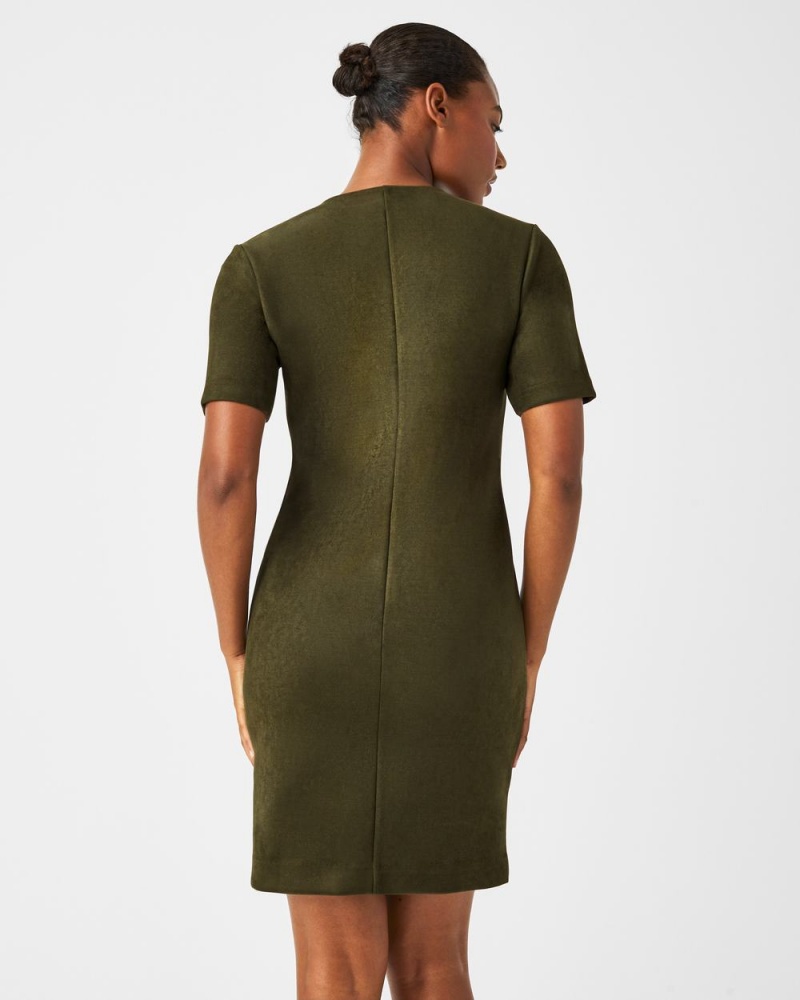 Robe Spanx Faux Daim Column Femme Vert France | FNXV18306