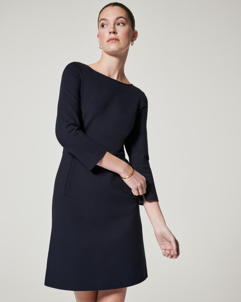 Robe Spanx The Perfect A-line 3/4 Sleeve Femme Bleu Marine France | TBGA12567