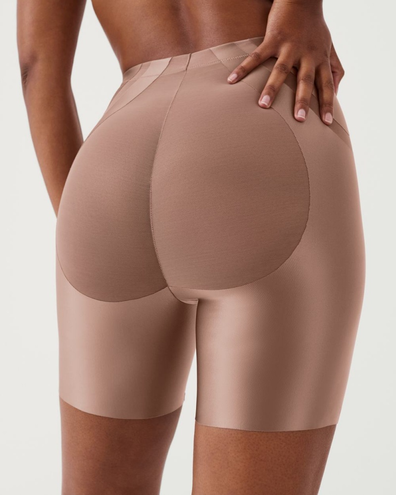 Short Spanx Booty-Lifting Mid-Thigh Femme Cafe Au Lait France | AZHC73892