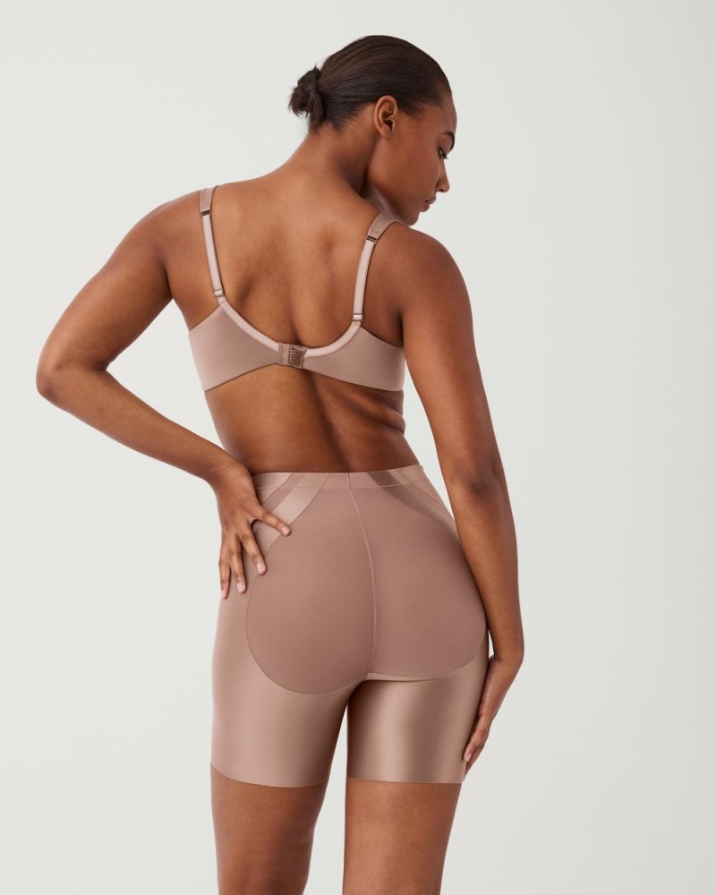 Short Spanx Booty-Lifting Mid-Thigh Femme Cafe Au Lait France | AZHC73892