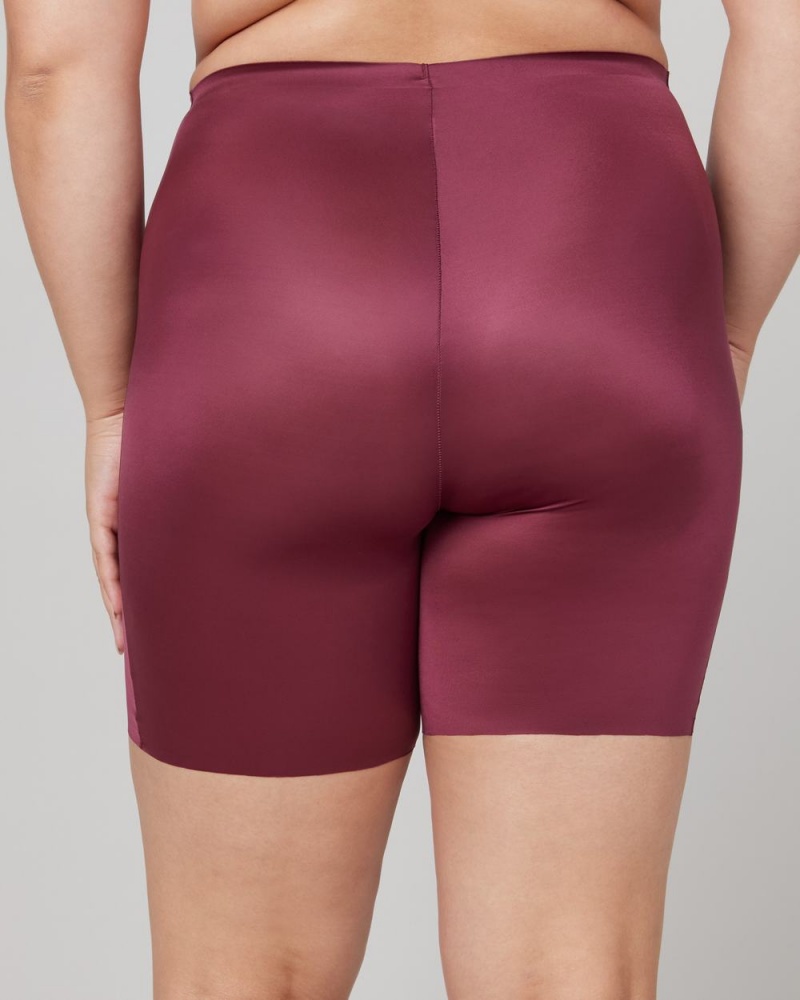 Short Spanx Shaping Satin Mid-thigh Femme Bordeaux France | NJCV47598