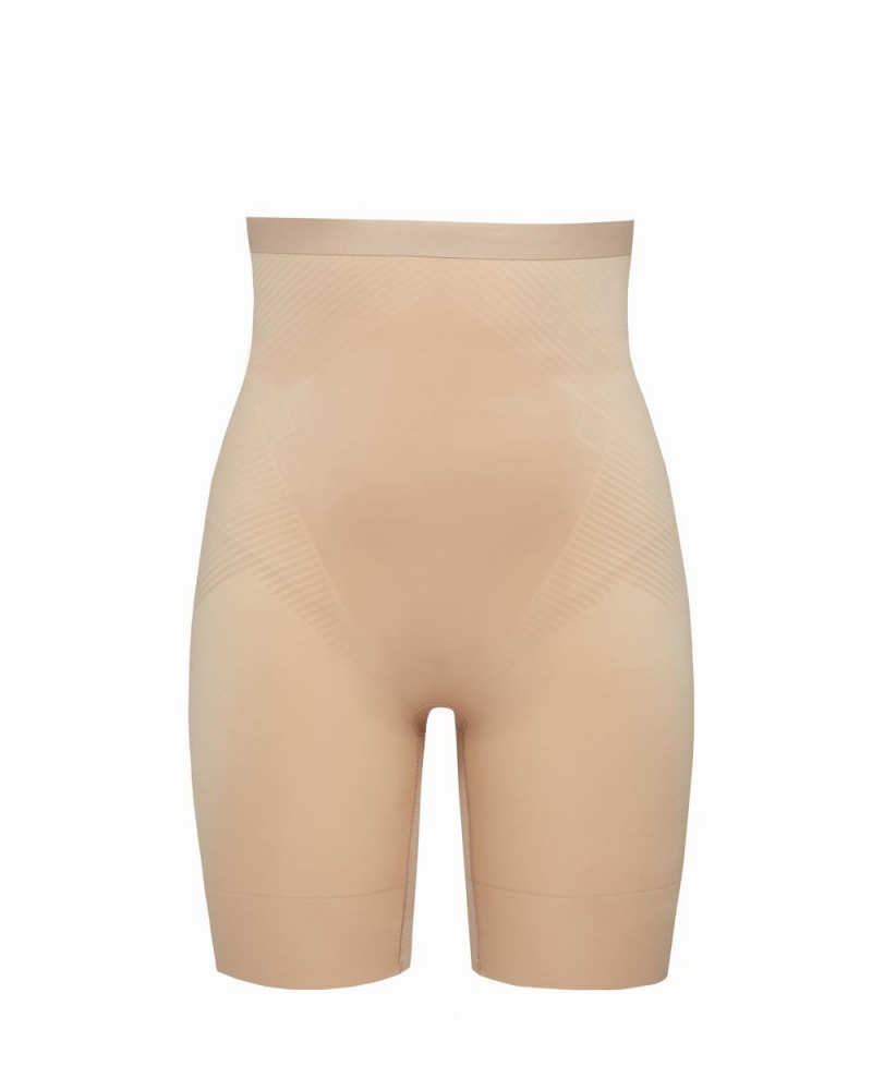 Short Spanx Thinstincts® 2.0 High-Waisted Mid-Thigh Femme Beige France | GKFC82403