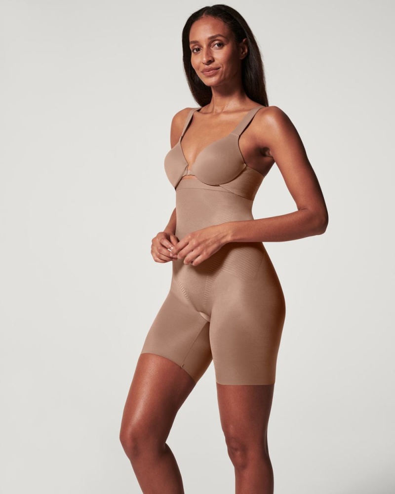 Short Spanx Thinstincts® 2.0 High-Waisted Mid-Thigh Femme Cafe Au Lait France | PMJH50834