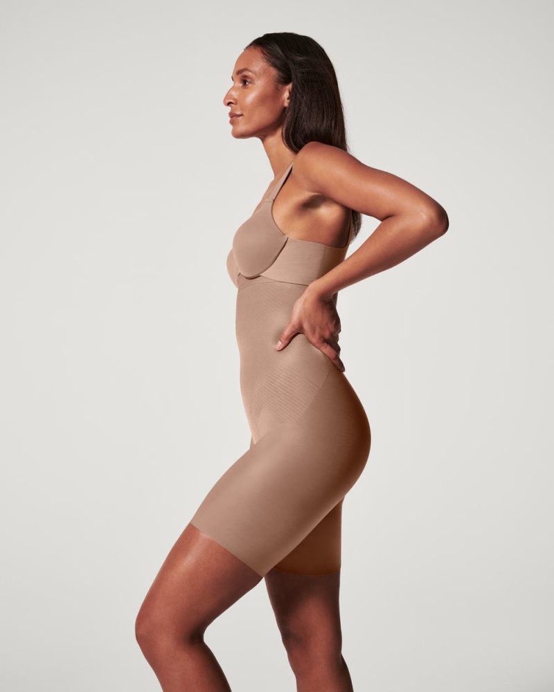 Short Spanx Thinstincts® 2.0 High-Waisted Mid-Thigh Femme Cafe Au Lait France | PMJH50834