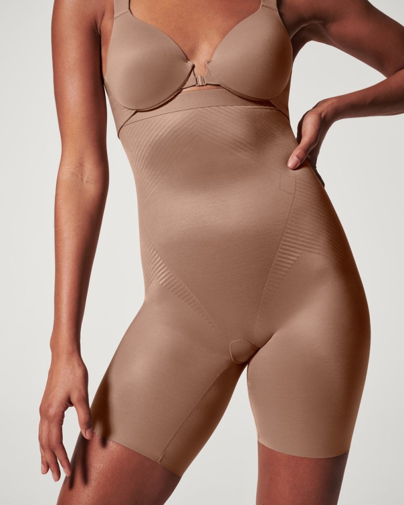 Short Spanx Thinstincts® 2.0 High-Waisted Mid-Thigh Femme Cafe Au Lait France | PMJH50834