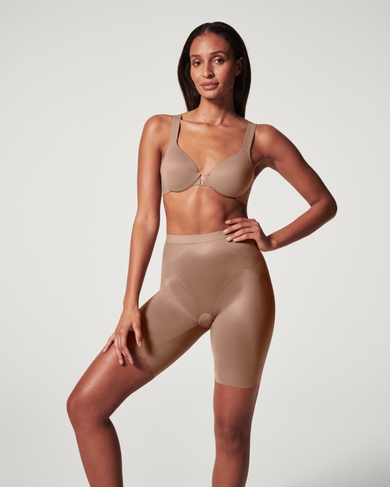 Short Spanx Thinstincts® 2.0 Mid-Thigh Femme Cafe Au Lait France | HQMP12367