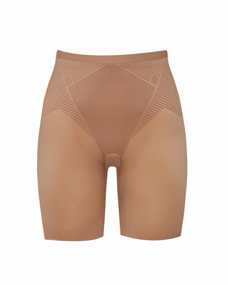 Short Spanx Thinstincts® 2.0 Mid-Thigh Femme Cafe Au Lait France | HQMP12367