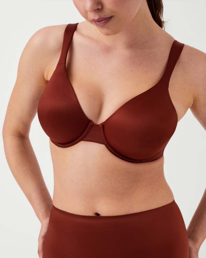 Soutien Gorge Spanx Shaping Satin Unlined Full Coverage Femme Rouge France | TLGV32087