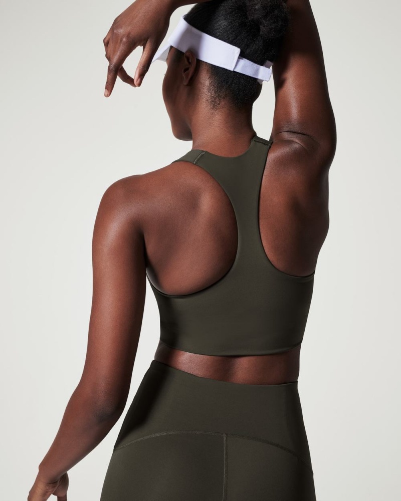 Soutien Gorge Sport Spanx Longline Medium Impact Femme Vert Olive France | BWEH08465