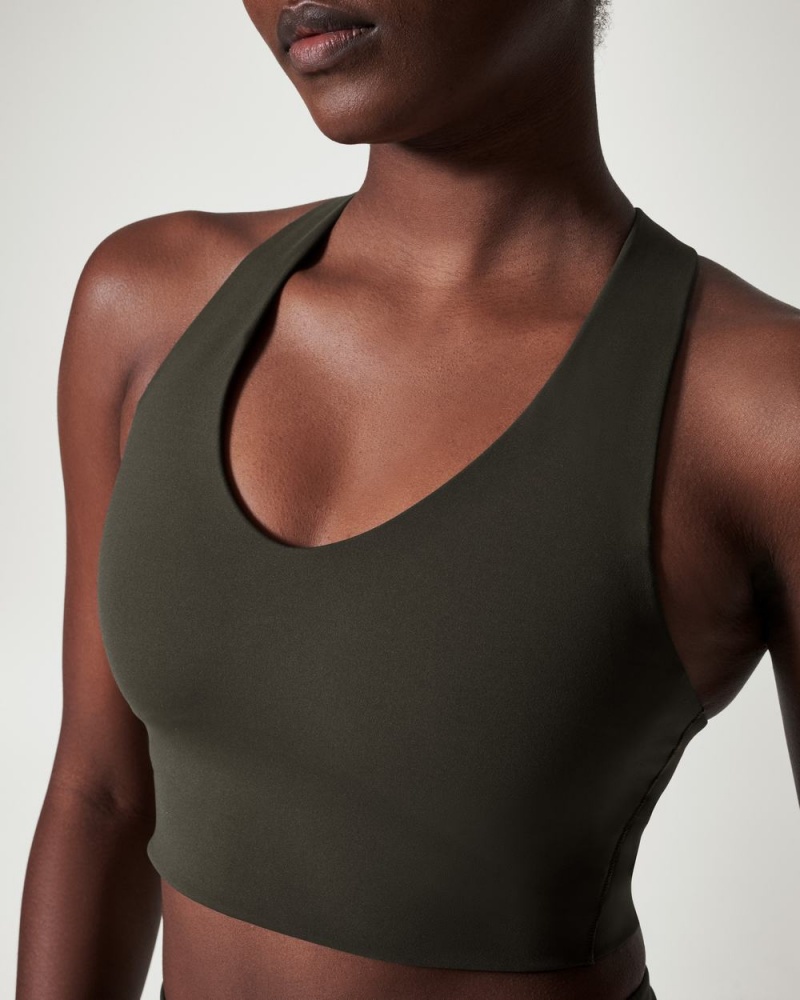 Soutien Gorge Sport Spanx Longline Medium Impact Femme Vert Olive France | BWEH08465