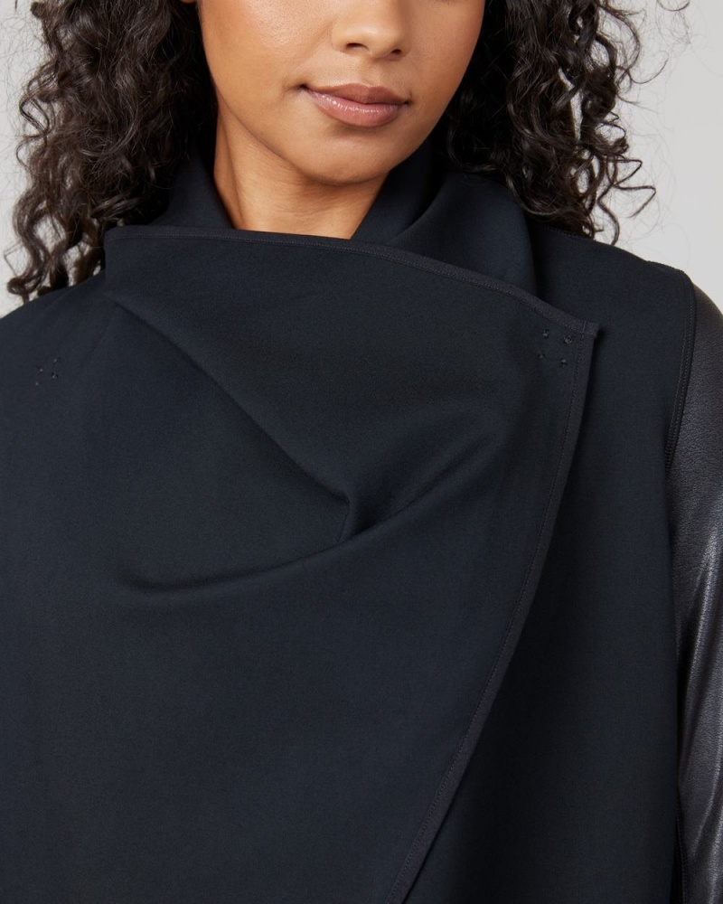 Vestes Spanx Drape Front Femme Noir France | LPFU09481